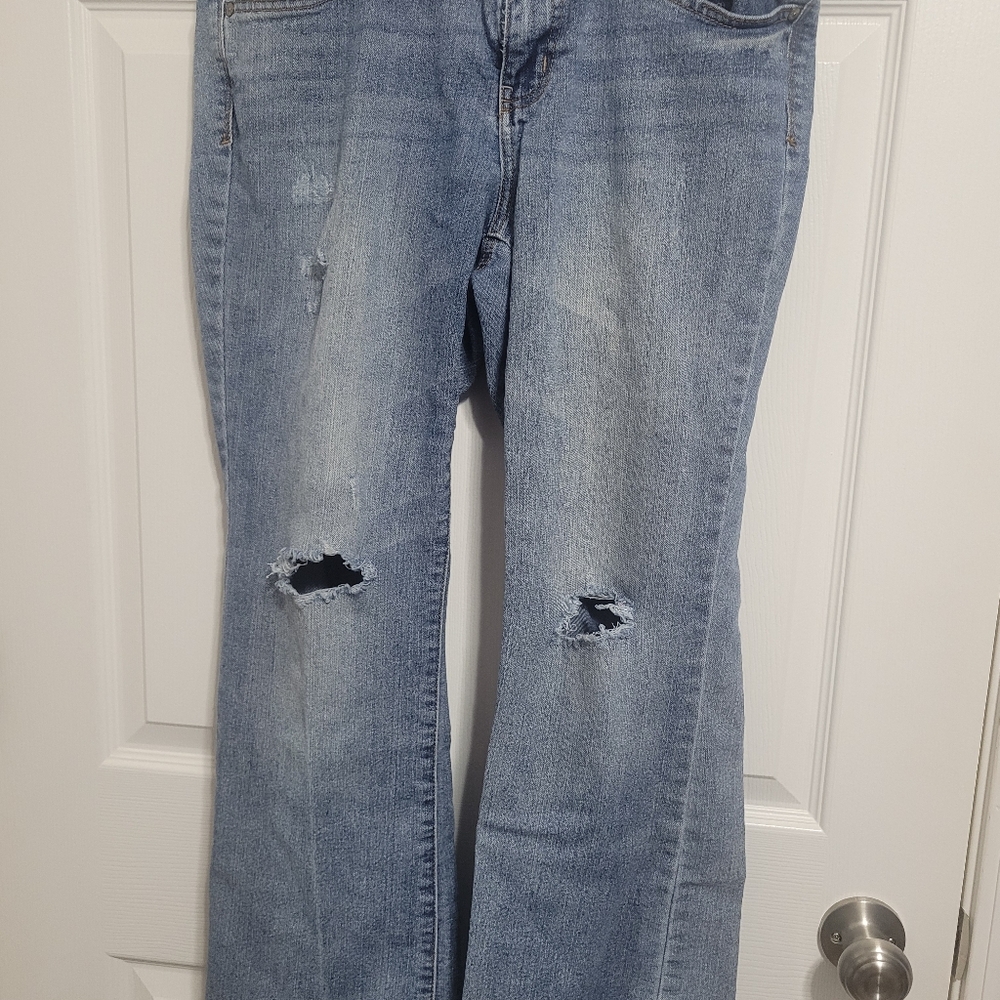 LEI Light Blue Distressed Flare Jeans-Vintage